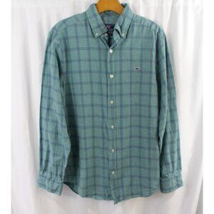 Vineyard Vines Mens Blue Plaid Cotton Long Sleeve Whale Shirt M‎